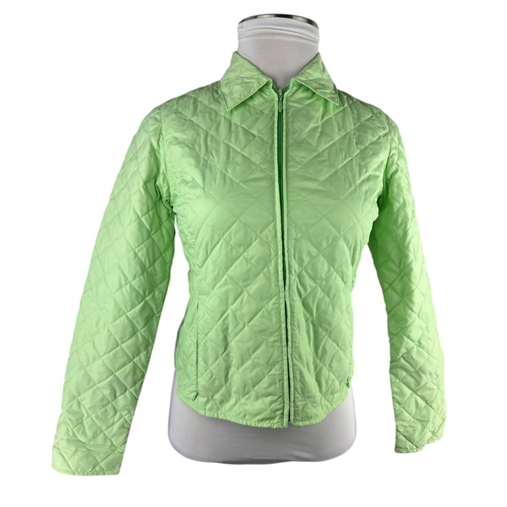 Eddie Bauer Down Quilted Jacket Light Green Full Zip Lightweight Medium Petite - Picture 14 of 14